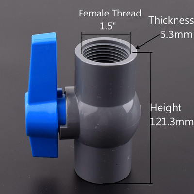 1db szürke PVC 1/2~2" női menetes golyóscsap Kert Mezőgazdaság Öntözés Vízellátás Akvárium Vízcső csatlakozók Szerelvények