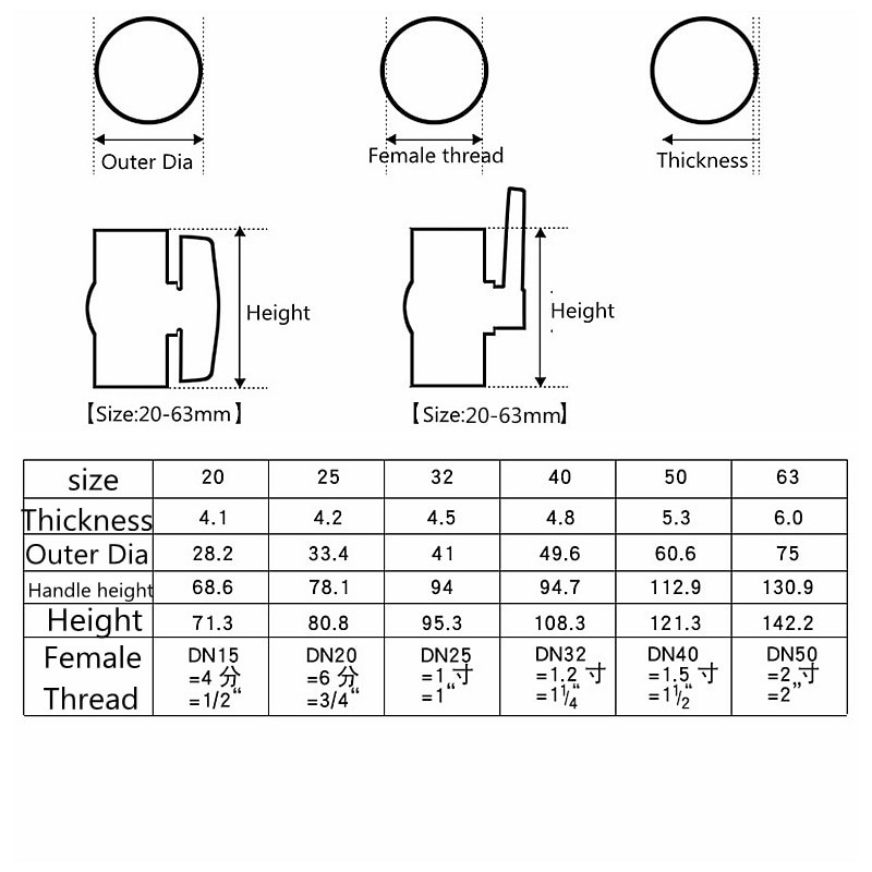 1db szürke PVC 1/2~2" női menetes golyóscsap Kert Mezőgazdaság Öntözés Vízellátás Akvárium Vízcső csatlakozók Szerelvények