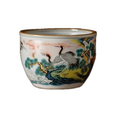 Vintage Crane Ru Kiln deschidere ceașcă de ceai căni de cafea antice din ceramică ceașcă de ceai albă o ceașcă de ceai căni de cafea