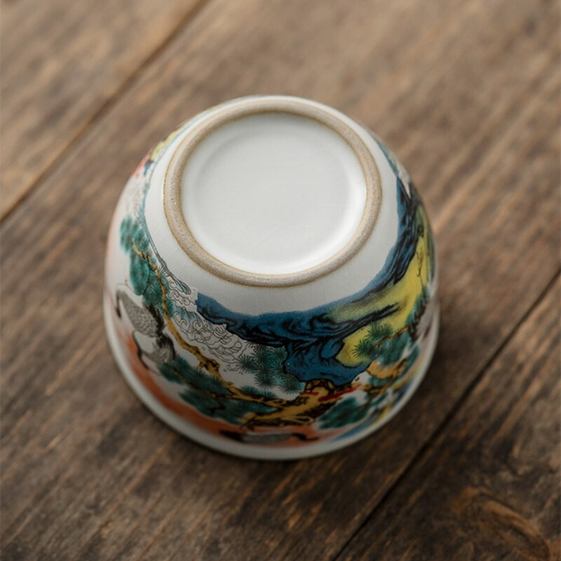 Vintage Crane Ru Kiln deschidere ceașcă de ceai căni de cafea antice din ceramică ceașcă de ceai albă o ceașcă de ceai căni de cafea