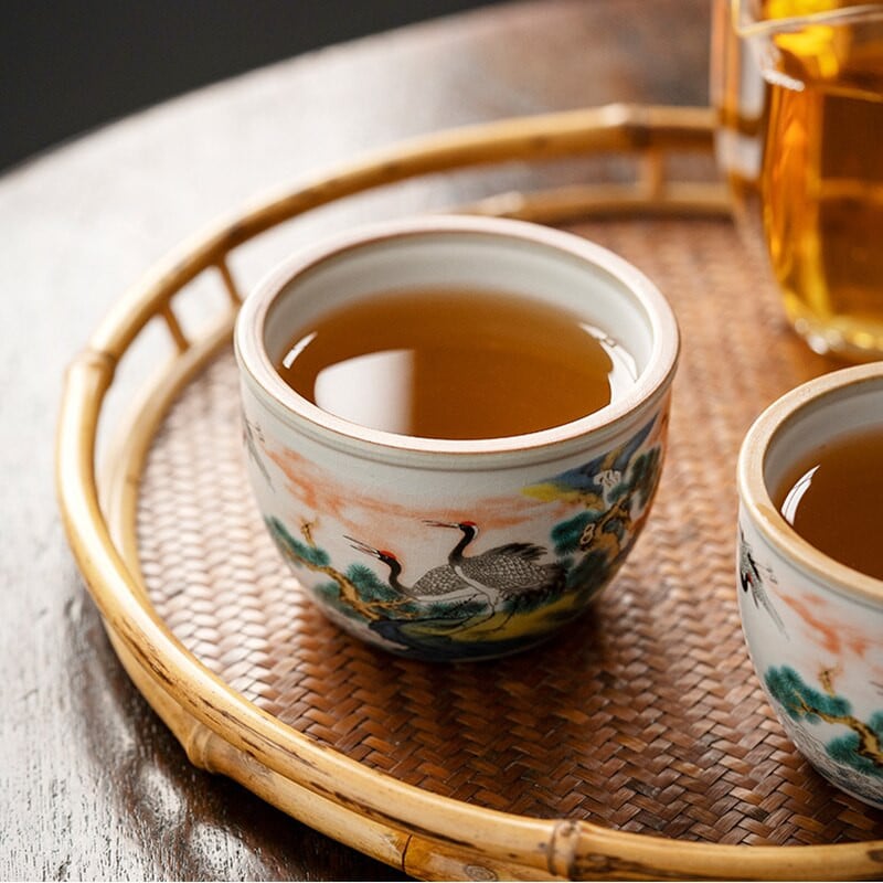 Vintage Crane Ru Kiln deschidere ceașcă de ceai căni de cafea antice din ceramică ceașcă de ceai albă o ceașcă de ceai căni de cafea