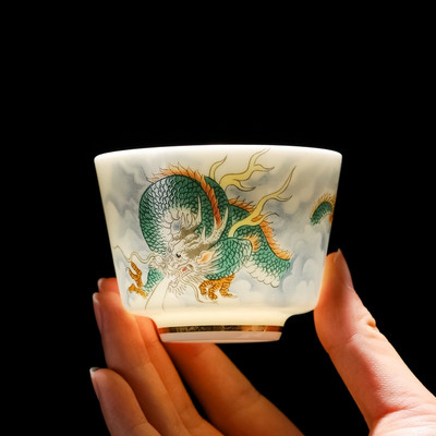 Υψηλής ποιότητας νεφρίτη πορσελάνη Kung Fu Tea Cup Creative Pattern Dragon Tiger Espresso φλιτζάνια τσαγιού Χειροποίητα κεραμικά σκεύη τσαγιού