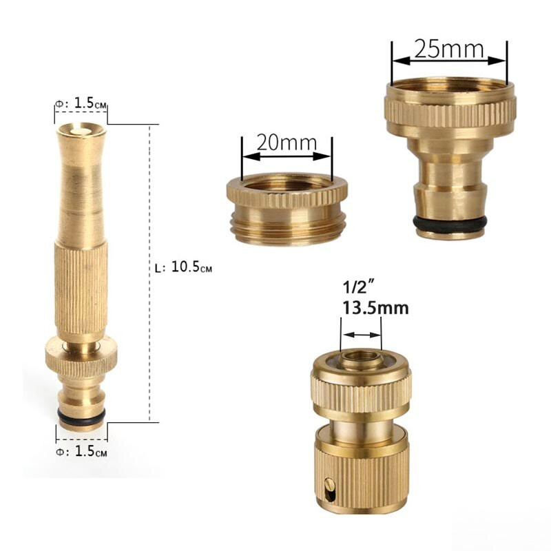 Žalvario G1/2 G3/4 greito vandens stabdymo jungtis automobilių plovimo vandens pistoleto komplektas Sodo žarnos varinė jungtis ir vandens pistoleto rinkinys