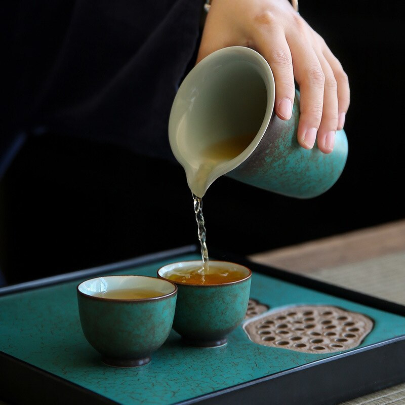 Kínai Fazekasvásár csésze teásbögrék Kung Fu Vintage tea tengeri zöld teáscsésze kemence csere teásedény teaszertartási edény