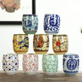 Japán stílusú nagy retro kék-fehér porcelán teáscsésze kung fu italos edények háztartási vizes bögre borospohár irodai teáscsészék