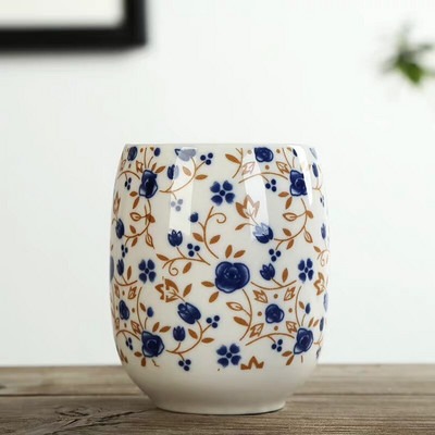 Japán stílusú nagy retro kék-fehér porcelán teáscsésze kung fu italos edények háztartási vizes bögre borospohár irodai teáscsészék