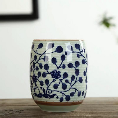 Japán stílusú nagy retro kék-fehér porcelán teáscsésze kung fu italos edények háztartási vizes bögre borospohár irodai teáscsészék