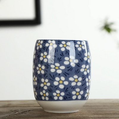 Japán stílusú nagy retro kék-fehér porcelán teáscsésze kung fu italos edények háztartási vizes bögre borospohár irodai teáscsészék