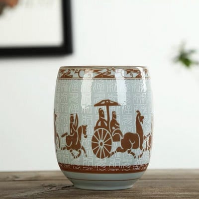 Japán stílusú nagy retro kék-fehér porcelán teáscsésze kung fu italos edények háztartási vizes bögre borospohár irodai teáscsészék