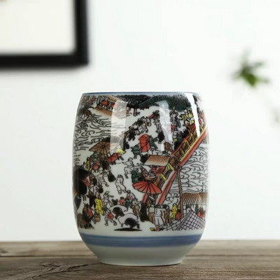 Japán stílusú nagy retro kék-fehér porcelán teáscsésze kung fu italos edények háztartási vizes bögre borospohár irodai teáscsészék