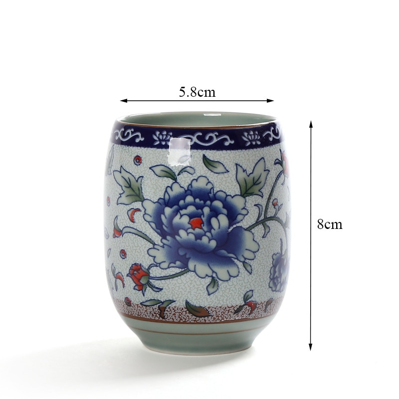 Japán stílusú nagy retro kék-fehér porcelán teáscsésze kung fu italos edények háztartási vizes bögre borospohár irodai teáscsészék