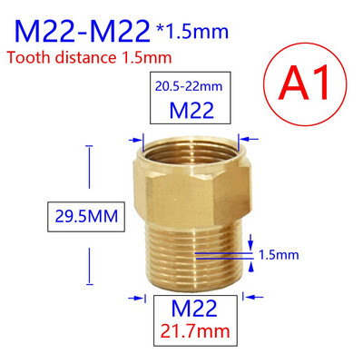 Mjed 3/8 1/2 inča M22 M14 M18 navojni konektor Vodovodna slavina Bakrena metalna navojna vodovodna cijev Spojka Adapter za slavinu 1 kom