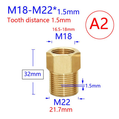 Mjed 3/8 1/2 inča M22 M14 M18 navojni konektor Vodovodna slavina Bakrena metalna navojna vodovodna cijev Spojka Adapter za slavinu 1 kom