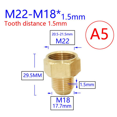 Mjed 3/8 1/2 inča M22 M14 M18 navojni konektor Vodovodna slavina Bakrena metalna navojna vodovodna cijev Spojka Adapter za slavinu 1 kom