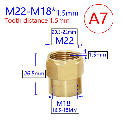 Mjed 3/8 1/2 inča M22 M14 M18 navojni konektor Vodovodna slavina Bakrena metalna navojna vodovodna cijev Spojka Adapter za slavinu 1 kom