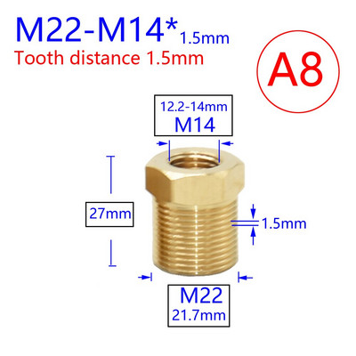 Mjed 3/8 1/2 inča M22 M14 M18 navojni konektor Vodovodna slavina Bakrena metalna navojna vodovodna cijev Spojka Adapter za slavinu 1 kom
