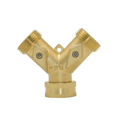 Distribuitor de apă de la robinet de grădină în 2 căi din alamă 3/4 Y Supapă de irigare Conector rapid Adaptor pentru robinet pentru furtun de grădină 1 set