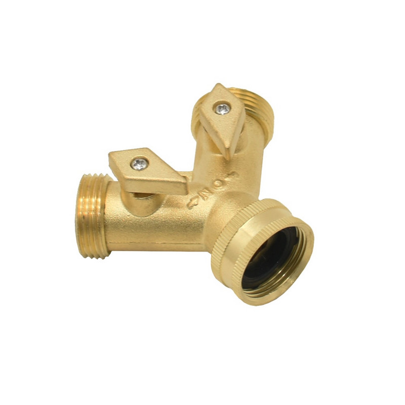 Distribuitor de apă de la robinet de grădină în 2 căi din alamă 3/4 Y Supapă de irigare Conector rapid Adaptor pentru robinet pentru furtun de grădină 1 set