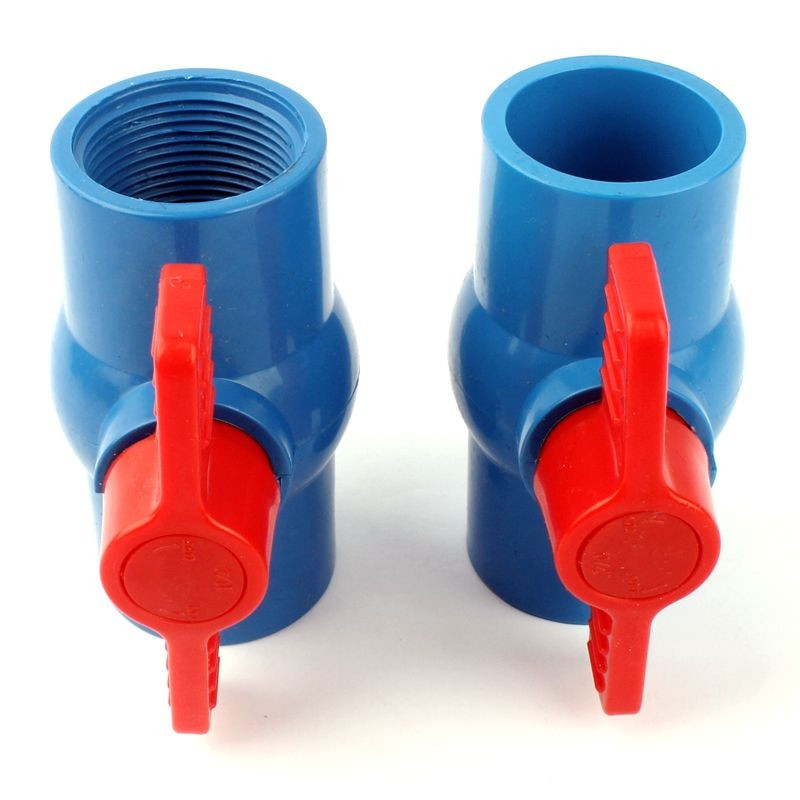 Belső átm. 1 1/4"-es csatlakozó/40 mm-es aljzat, egyenes vályús golyóscsap piros kapcsoló golyóscsap kék PVC szelep Kerti öntözőszerelvények