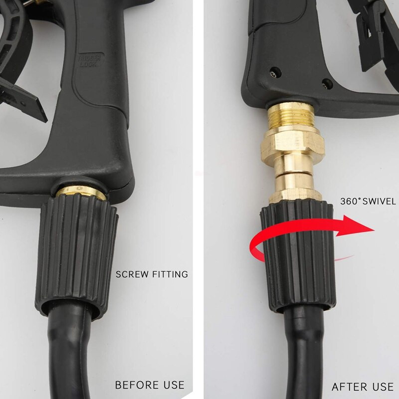 Slėgio plovimo pasukama jungtis, nesulenkiamas pistoleto ir žarnos jungtis, nesisukanti metrinė M22 14 mm jungtis, 3000 Psi