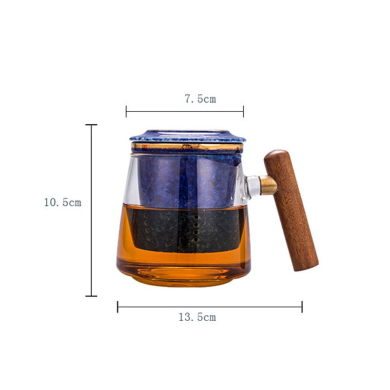 Ceașcă de ceai creativă din sticlă rezistentă la căldură cu filtru ceramic și capac Birou Filtru de ceai Ceașă cuplu cană simplă cu apă Vase de băutură