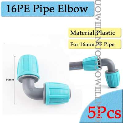 5 buc 16 mm conectori pentru furtunuri de udare a grădinii micro irigare țeavă PE cot tee îmbinări drepte truse de udare agricole fitinguri