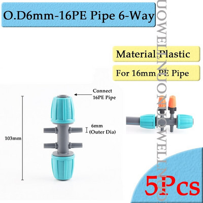 5 buc 16 mm conectori pentru furtunuri de udare a grădinii micro irigare țeavă PE cot tee îmbinări drepte truse de udare agricole fitinguri
