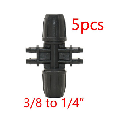 3/8" iki 1/4" žarnos jungties trišakis vandens skirstytuvas Alkūninio galo kaiščio remontas 8/11 iki 1/8" 4/7 mm spygliuota redukcinė kryžminė jungtis 5 vnt.