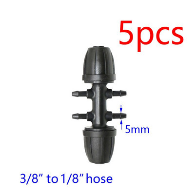 3/8" iki 1/4" žarnos jungties trišakis vandens skirstytuvas Alkūninio galo kaiščio remontas 8/11 iki 1/8" 4/7 mm spygliuota redukcinė kryžminė jungtis 5 vnt.