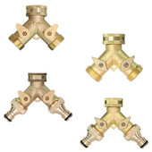 1 db sárgaréz 3/4 hüvelykes menetes 2 utas kerti csapvízelosztó réz Y öntözőszelep 5/8 hüvelykes gyorscsatlakozós daruk adapter