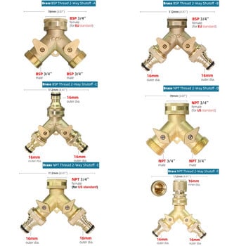 1PCS Месингова 3/4 инча резба 2-посочен градински разделител за кран за вода Меден Y клапан за напояване 5/8\