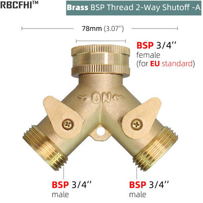 1 db sárgaréz 3/4 hüvelykes menetes 2 utas kerti csapvízelosztó réz Y öntözőszelep 5/8 hüvelykes gyorscsatlakozós daruk adapter