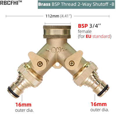 1 db sárgaréz 3/4 hüvelykes menetes 2 utas kerti csapvízelosztó réz Y öntözőszelep 5/8 hüvelykes gyorscsatlakozós daruk adapter
