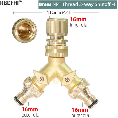 1 db sárgaréz 3/4 hüvelykes menetes 2 utas kerti csapvízelosztó réz Y öntözőszelep 5/8 hüvelykes gyorscsatlakozós daruk adapter