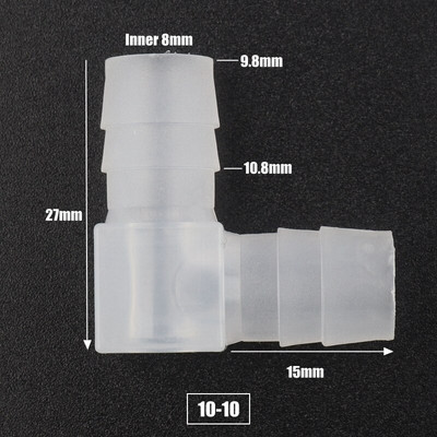 200 ~ 5 db 4 ~ 20 mm Élelmiszer minőségű PP egyenlő könyökcsatlakozók Akváriumi akvárium tömlőcsatlakozó Kerti vízcsatlakozó levegőtömlő csatlakozó