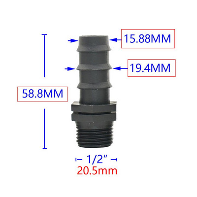 Filet de 1/2 3/4 1 inch la 16mm 20mm 25mm 32mm Conectori barb pentru furtun 1/2 3/4 1" Conector pentru furtun de apă pentru tub Pe 4 buc.
