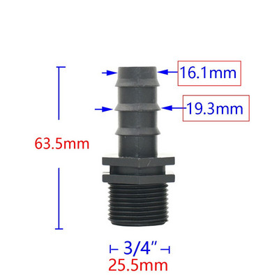 Filet de 1/2 3/4 1 inch la 16mm 20mm 25mm 32mm Conectori barb pentru furtun 1/2 3/4 1" Conector pentru furtun de apă pentru tub Pe 4 buc.