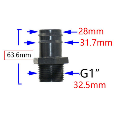 Filet de 1/2 3/4 1 inch la 16mm 20mm 25mm 32mm Conectori barb pentru furtun 1/2 3/4 1" Conector pentru furtun de apă pentru tub Pe 4 buc.