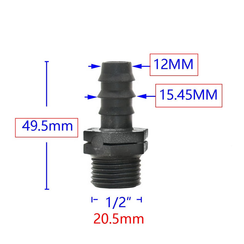Filet de 1/2 3/4 1 inch la 16mm 20mm 25mm 32mm Conectori barb pentru furtun 1/2 3/4 1" Conector pentru furtun de apă pentru tub Pe 4 buc.