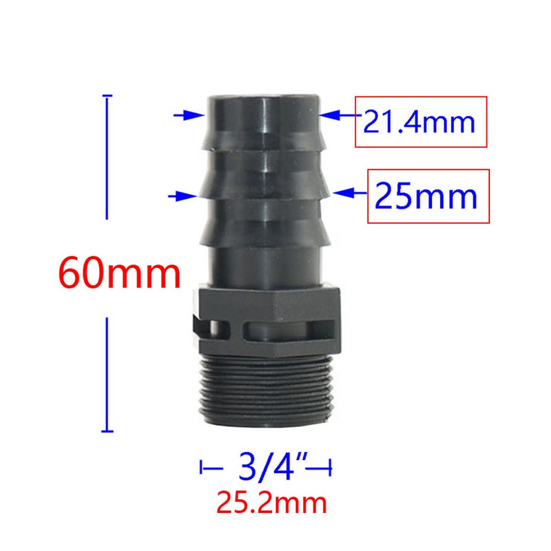 Filet de 1/2 3/4 1 inch la 16mm 20mm 25mm 32mm Conectori barb pentru furtun 1/2 3/4 1" Conector pentru furtun de apă pentru tub Pe 4 buc.