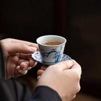 2 τμχ/Σετ Μπλε και άσπρο κεραμικό φλιτζάνι τσαγιού ζωγραφισμένο στο χέρι Samuume Small Master Cup Family Kungfu Tea Single Cup Είδη τσαγιού Αξεσουάρ
