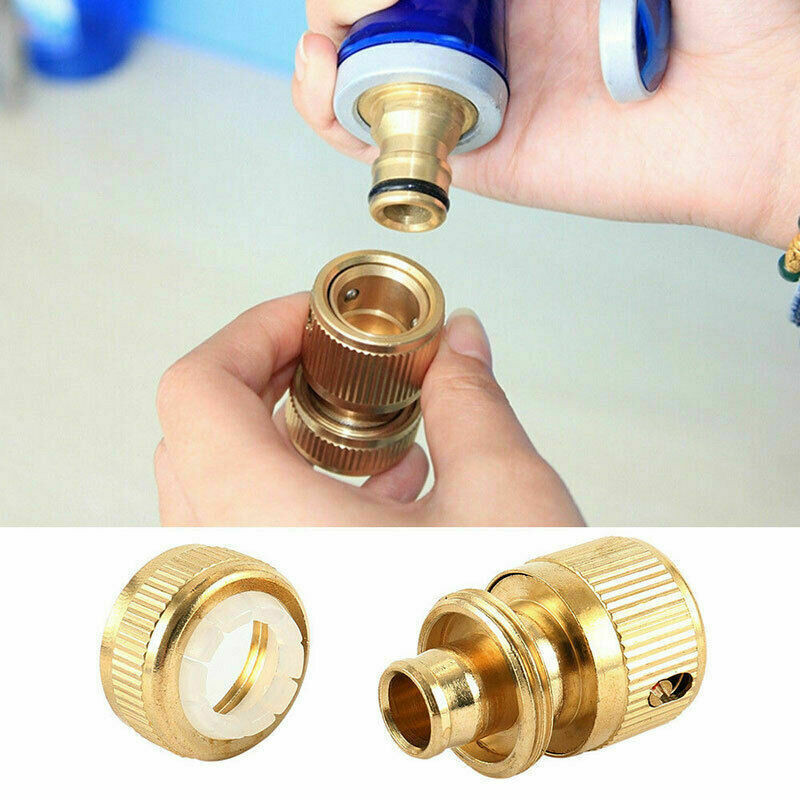 Sárgaréz bevonatú tömlőadapter, 1/2" gyorscsatlakozós forgócsatlakozós kerti tömlőcsatlakozó rendszerek öntözéshez, öntözéshez autómosáshoz