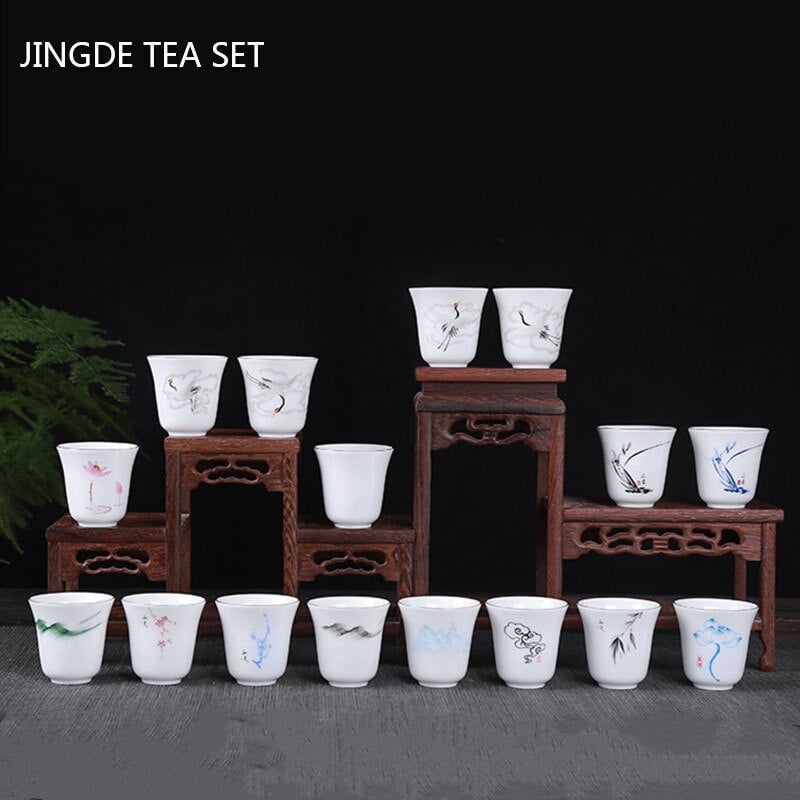 1vnt Antikvarinis keraminis arbatos puodelis Kelioninis nešiojamas balto porceliano arbatos puodelis Boutique rankomis dažytos gėlės arbatos dubuo Buitinis arbatos rinkinys