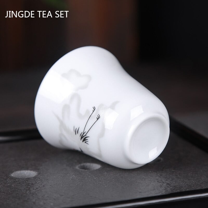 1vnt Antikvarinis keraminis arbatos puodelis Kelioninis nešiojamas balto porceliano arbatos puodelis Boutique rankomis dažytos gėlės arbatos dubuo Buitinis arbatos rinkinys