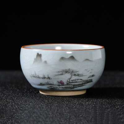 Boutique Ru Kiln ceașcă de ceai din ceramică cu flori pictate manual ceașcă de meditație de călătorie bol de ceai cravată Guanyin Pu'er Master Cup set de ceai Cadouri