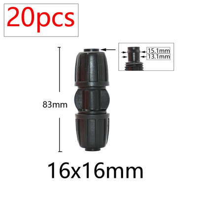 20db 16 mm-es PE cső vízcsatlakozók 1/2 - 3/8'' 1/4'' 1/8'' 6,0 mm csőcsökkentett csatlakozó adapter kerti öntözőszerelvények