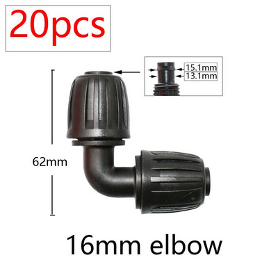 20db 16 mm-es PE cső vízcsatlakozók 1/2 - 3/8'' 1/4'' 1/8'' 6,0 mm csőcsökkentett csatlakozó adapter kerti öntözőszerelvények