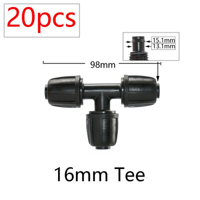20db 16 mm-es PE cső vízcsatlakozók 1/2 - 3/8'' 1/4'' 1/8'' 6,0 mm csőcsökkentett csatlakozó adapter kerti öntözőszerelvények
