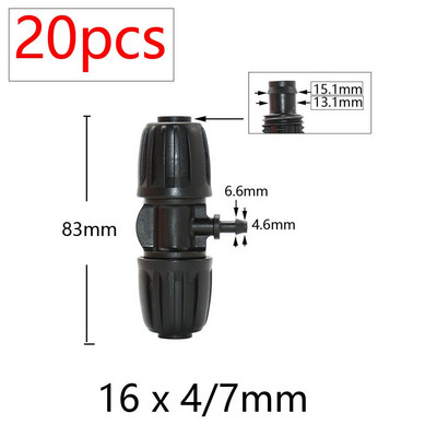 20db 16 mm-es PE cső vízcsatlakozók 1/2 - 3/8'' 1/4'' 1/8'' 6,0 mm csőcsökkentett csatlakozó adapter kerti öntözőszerelvények