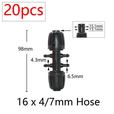 20db 16 mm-es PE cső vízcsatlakozók 1/2 - 3/8'' 1/4'' 1/8'' 6,0 mm csőcsökkentett csatlakozó adapter kerti öntözőszerelvények